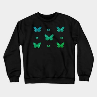 Green Ombre Faux Glitter Butterflies Crewneck Sweatshirt